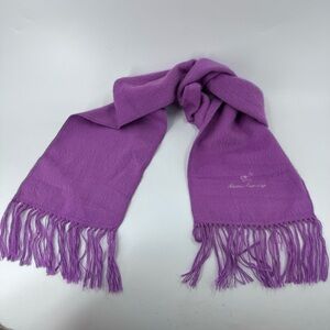 Alpaca Camargo Scarf Purple/ Pink Fringed Embroidered‎ Logo 66”x 9.5 “